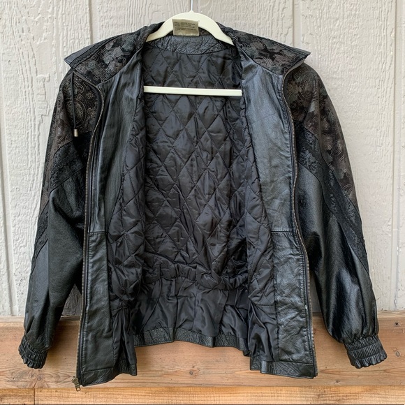 Vintage genuine leather jacket, unique pattern - Picture 7 of 8